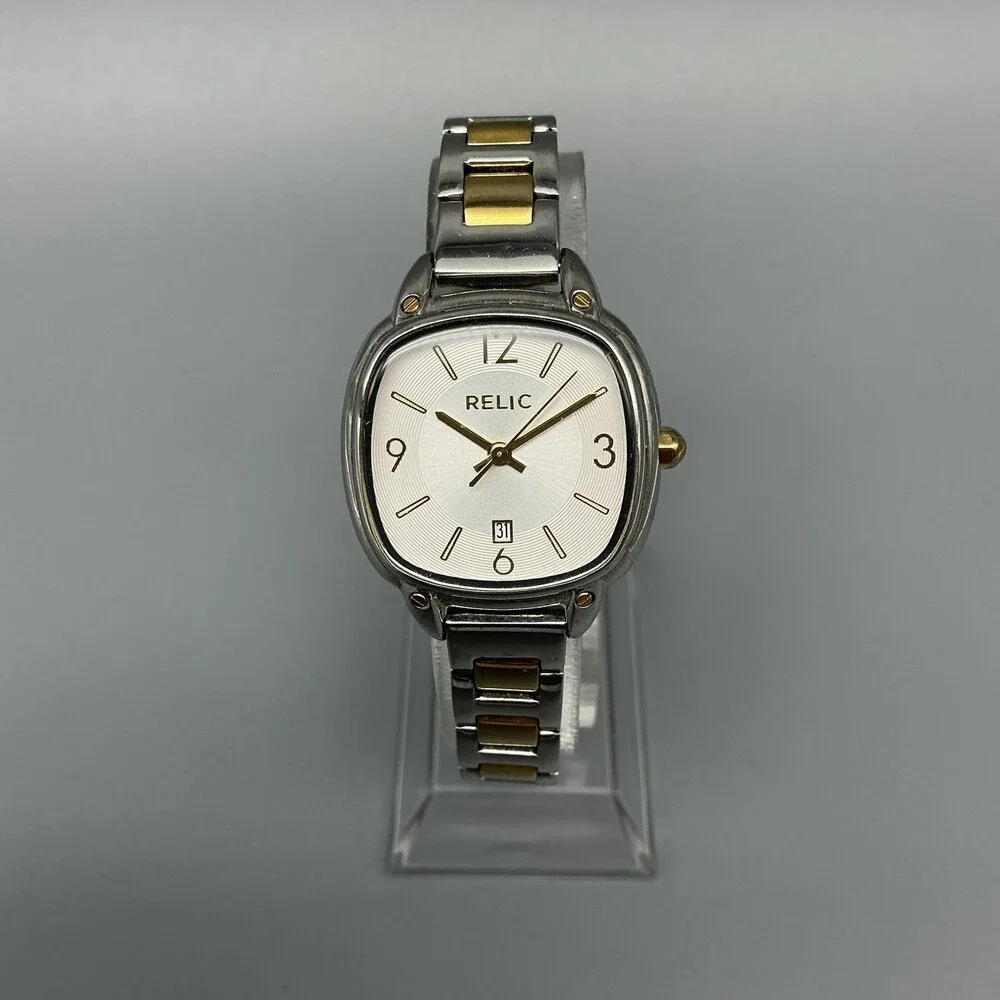 Relic Womens Watch 26mm Two Tone Stainless Steel Date ZR34244 New Battery 7.25